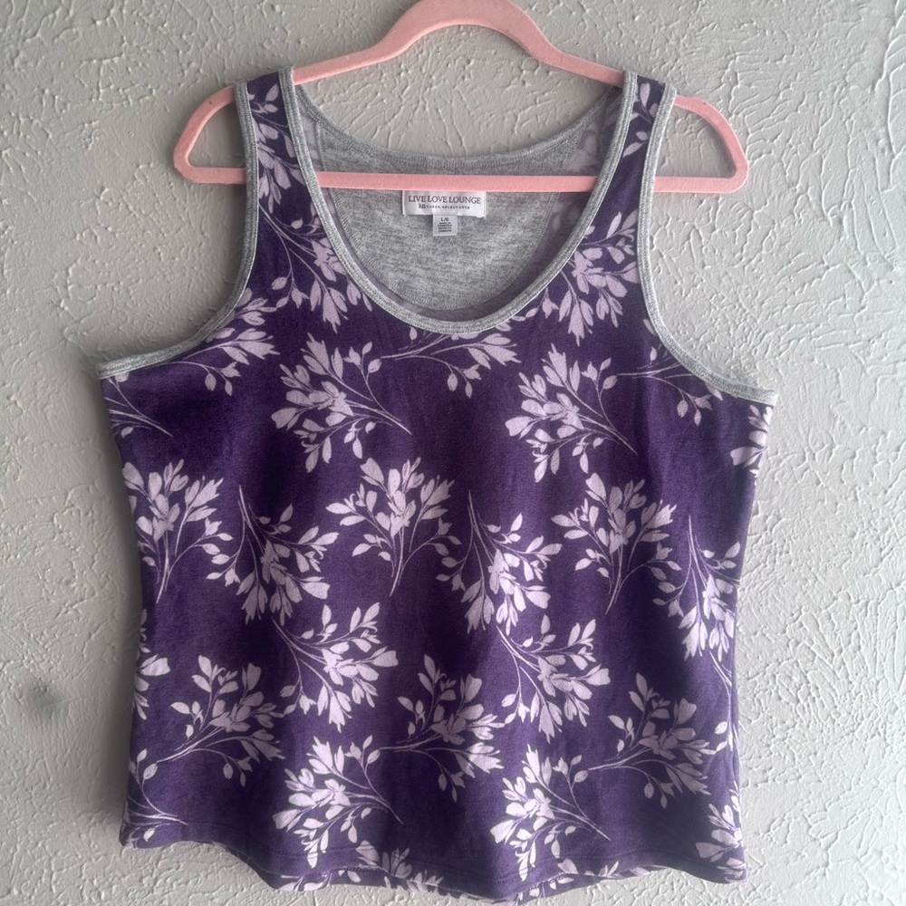 Karen Neuburger Purple and Gray
Floral Pajama.size L. Ultra soft sleeping shirt